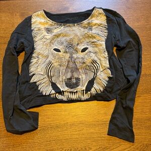 All Saints Black and White Long Sleeve Cropped Tee